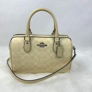 Coach Rowan Satchel/CrossBody Bag In Signature Canvas Silver/Hay CV961 NWT